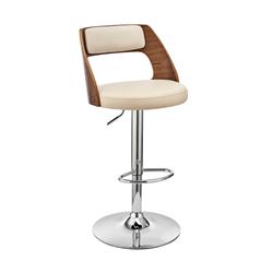 Picture of Armen Living LCPQBAWACR 44 x 19 x 19 in. Paulo Adjustable Swivel Faux Leather & Walnut Wood Bar Stool with Base&#44; Cream & Chrome