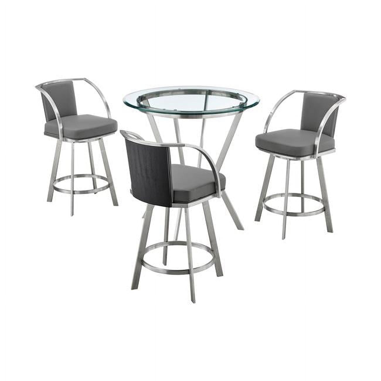 Picture of Armen Living SETNMLVGRBS4 Naomi & Livingston Counter Height Dining Set&#44; Brushed Stainless Steel & Grey Faux Leather - 4 Piece