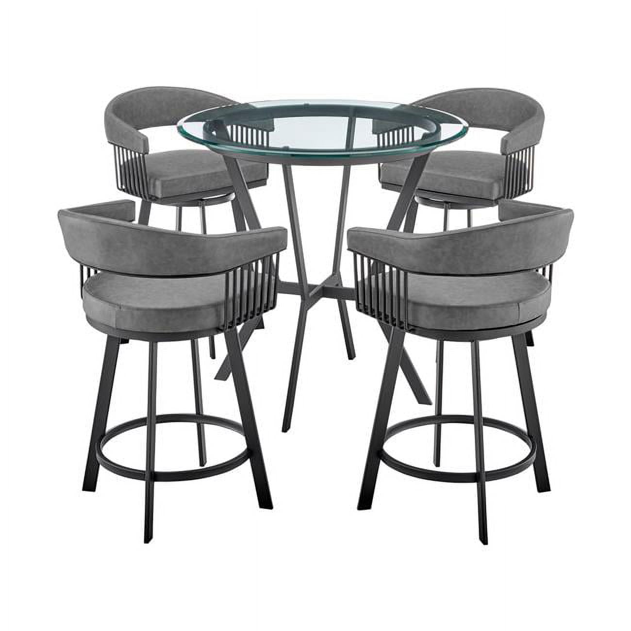 Picture of Armen Living SETNMCHGRBL5 Naomi & Chelsea Counter Height Dining Set&#44; Black Metal & Grey Faux Leather - 5 Piece