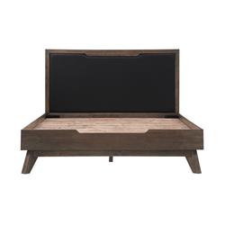 Picture of Armen Living LCAHBDDGQN Astoria Platform Bed&#44; Oak & Black Faux Leather - Queen Size