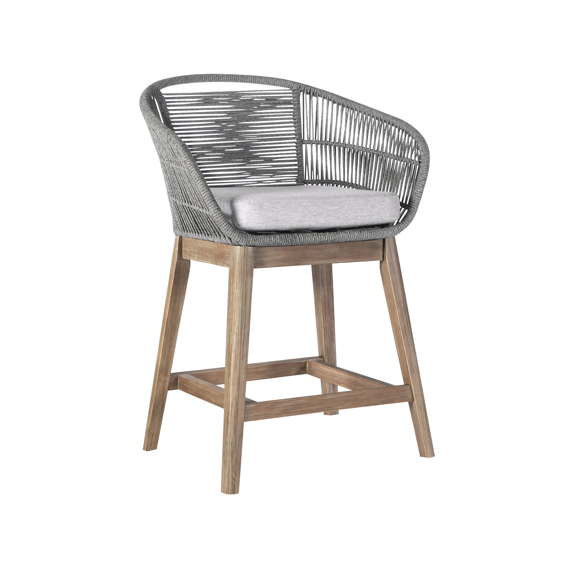 Picture of Armen Living LCTFBAGRTK26 Tutti Frutti Indoor Outdoor Counter Height Bar Stool&#44; Aged Teak & Grey