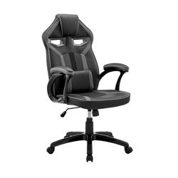 Picture of Armen Living LCASGCGRYBLK Aspect Adjustable Racing Gaming Chair with Lumbar Support Pillow in Black Faux Leather & Dark Grey Mesh