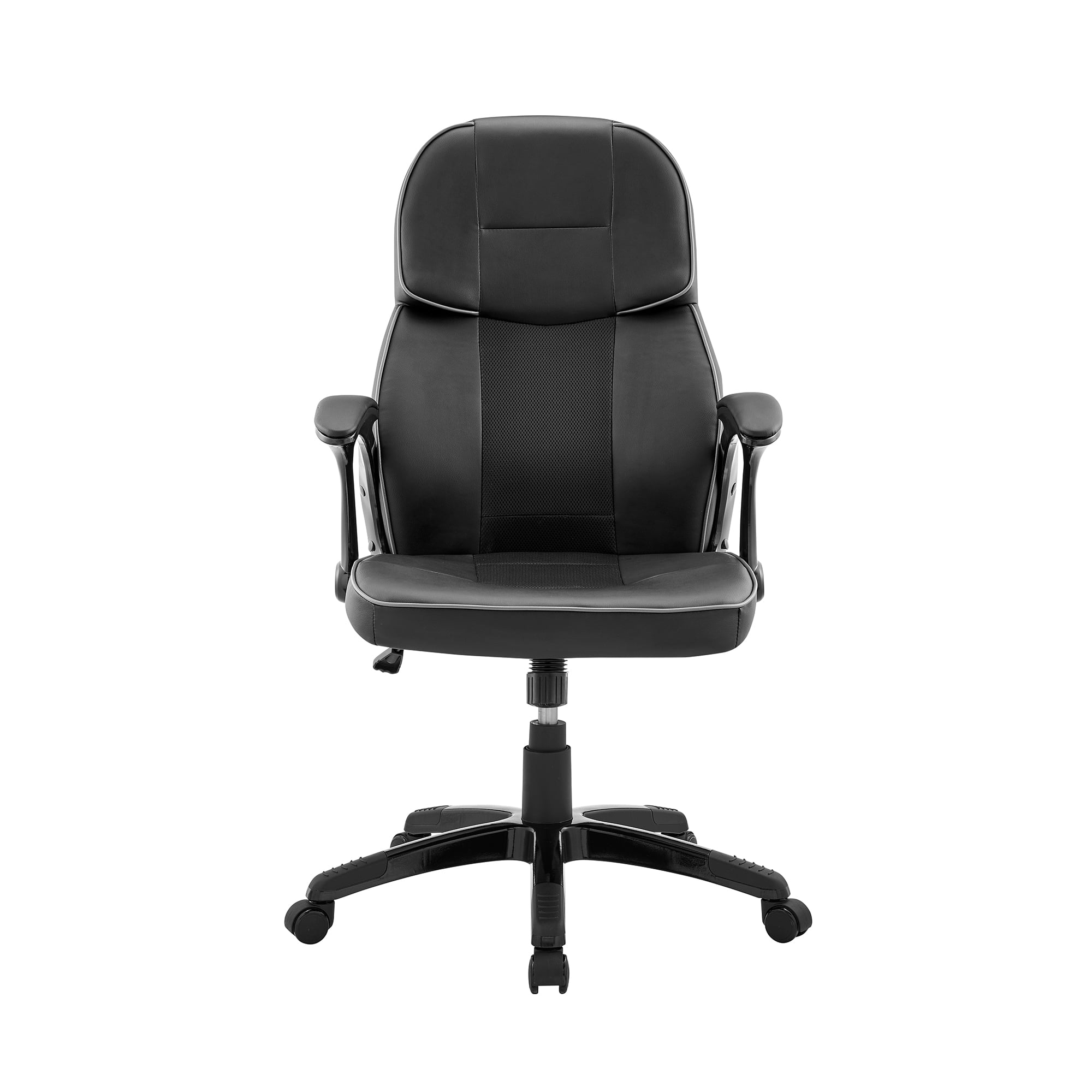 Picture of Armen Living LCBEGCGRYBLK Bender Adjustable Racing Gaming Chair in Black Faux Leather with Dark Grey Accents