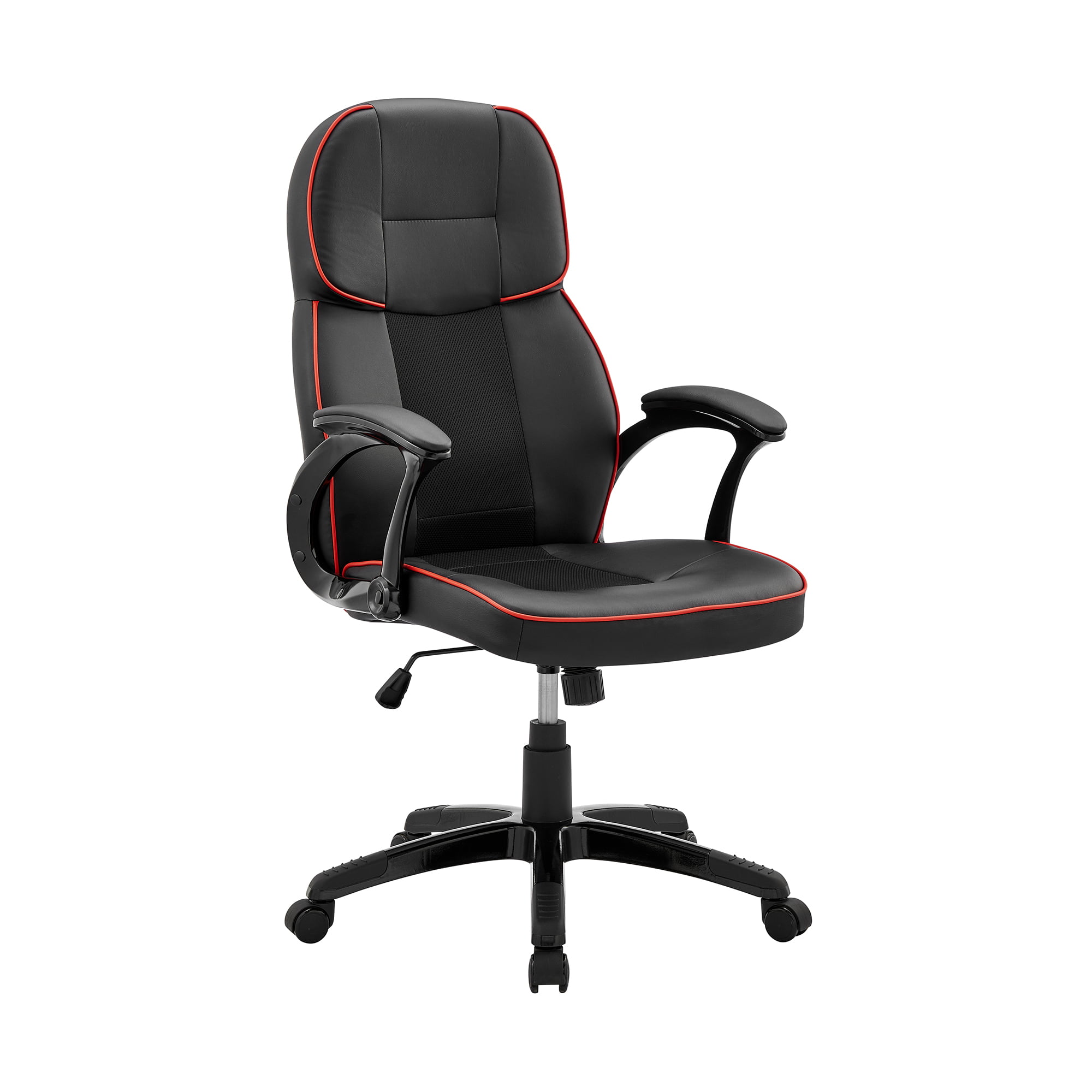 Picture of Armen Living LCBEGCRDBLK Bender Adjustable Racing Gaming Chair in Black Faux Leather with Red Accents