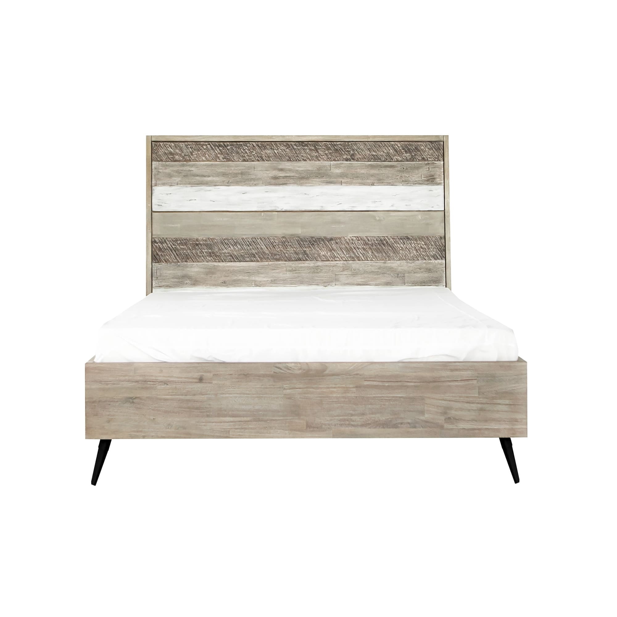 Picture of Armen Living LCBRBDGRQN Bridges Platform Bed in Two Tone Acacia Wood - Queen Size