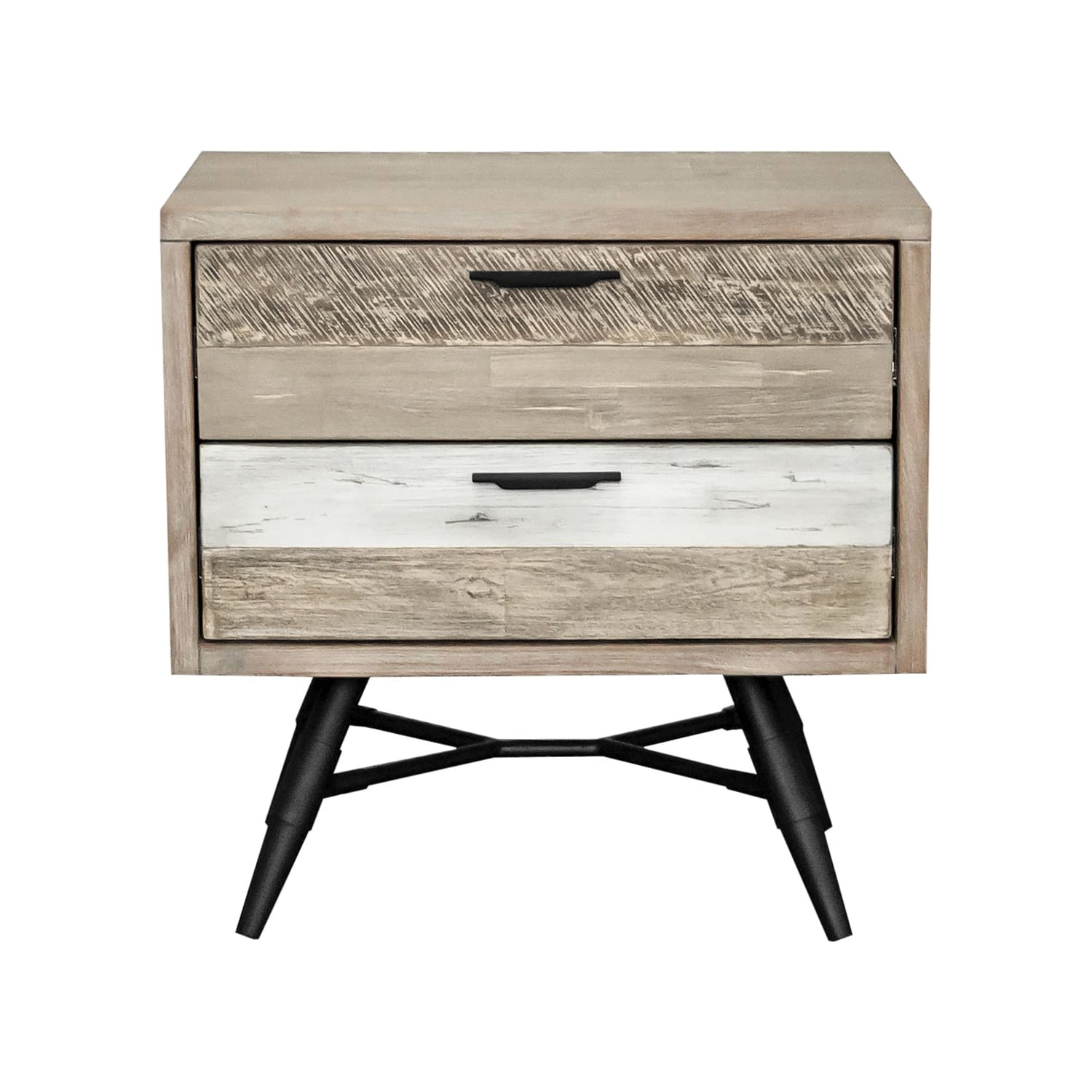 Picture of Armen Living LCBRLAGR Bridges 2 Drawer Nightstand in Two Tone Acacia Wood