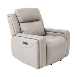 Picture of Armen Living LCCL1GR Claude Dual Power Headrest & Lumbar Support Recliner Chair in Light Grey Genuine Leather