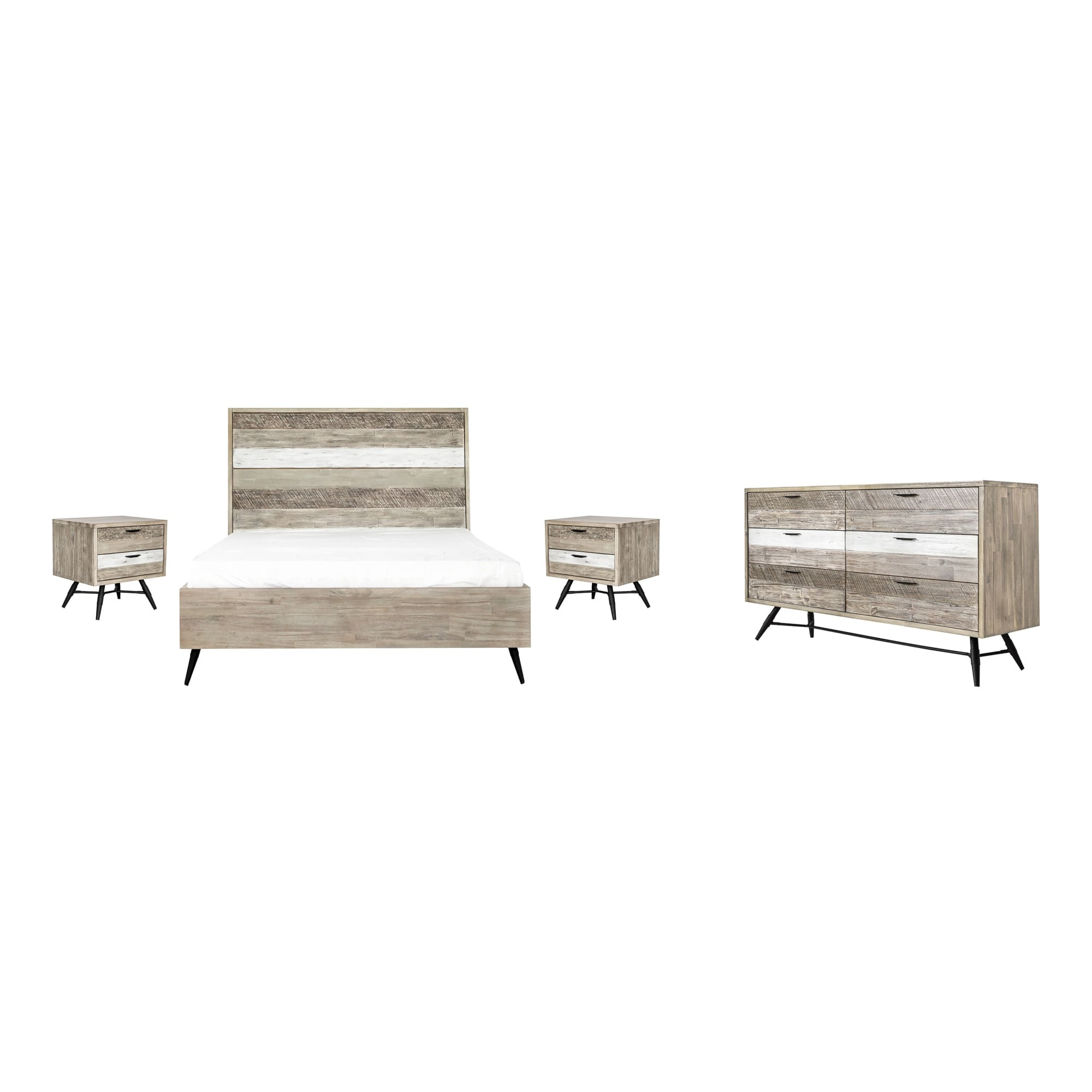 Picture of Armen Living SETBRBDQN4A Bridges Bedroom Set in Two-Tone Acacia Wood - Queen Size - 4 Piece