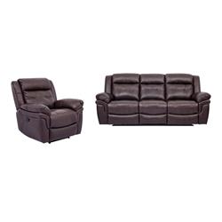 Picture of Armen Living SETMCBR2PC Marcel Manual Reclining Sofa & Recliner Set in Dark Brown Leather - 2 Piece