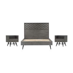 SETMKBDQN3A Makena Bedroom Set in Grey Acacia Wood - Queen Size - 3 Piece -  Armen Living