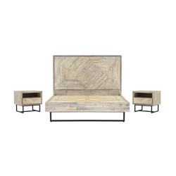 SETPEBDKG3A Peridot Bedroom Set in Natural Acacia Wood - King Size - 3 Piece -  Armen Living