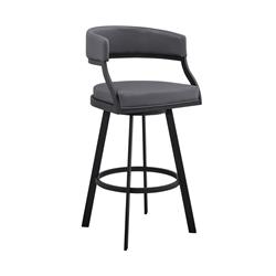 Picture of Armen Living 840254335059 30 in. Dione Bar Height Swivel Grey Faux Leather & Black Metal Bar Stool