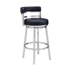 Picture of Armen Living 840254335103 30 in. Stainless Steel Titana Bar Height Swivel Faux Leather & Brushed Bar Stool&#44; Black