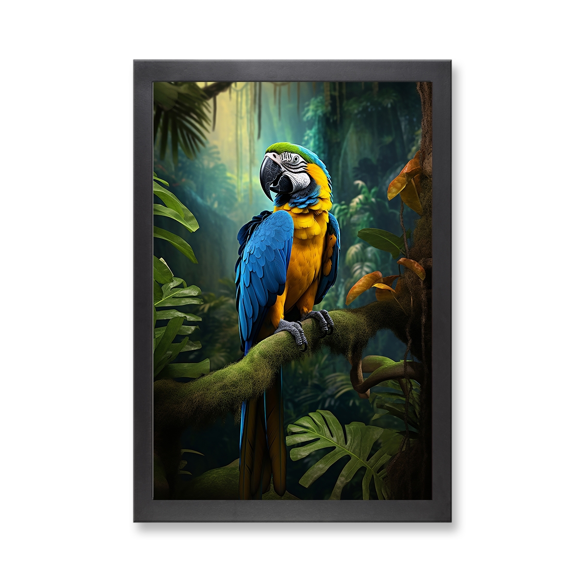 73030C - Framed Print 'Blue Macaw 2'  (Size 24x34")