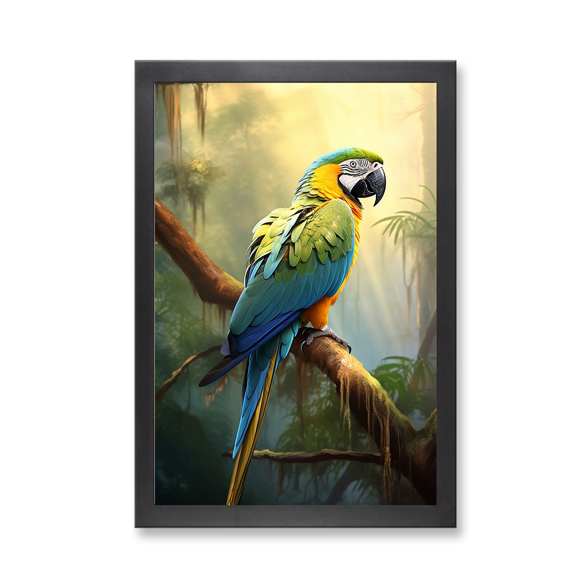 73030A - Framed Print 'Blue Macaw'  (Size 24x34")