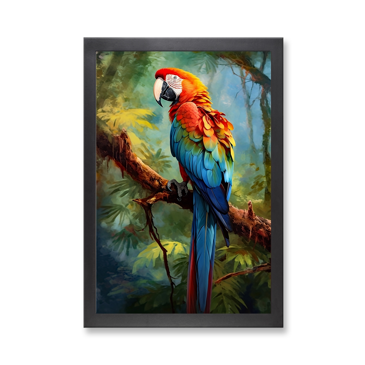 73030B - Framed Print 'Red Macaw'  (Size 24x34")