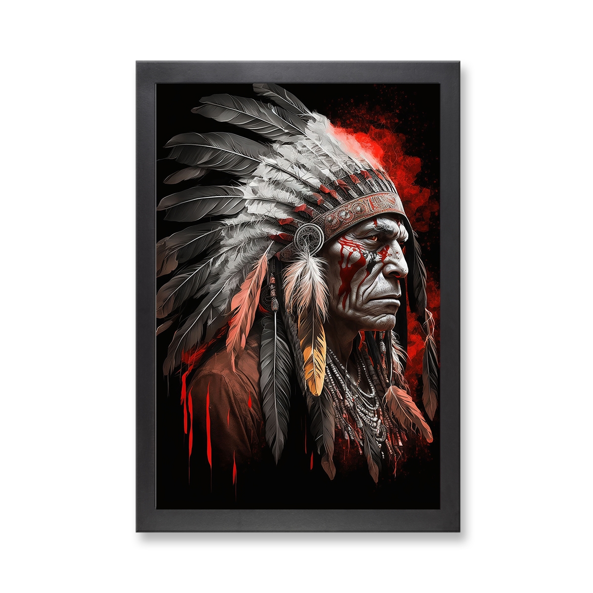 73200 - Framed Print 'Native American Chief II'  (Size 24x34")