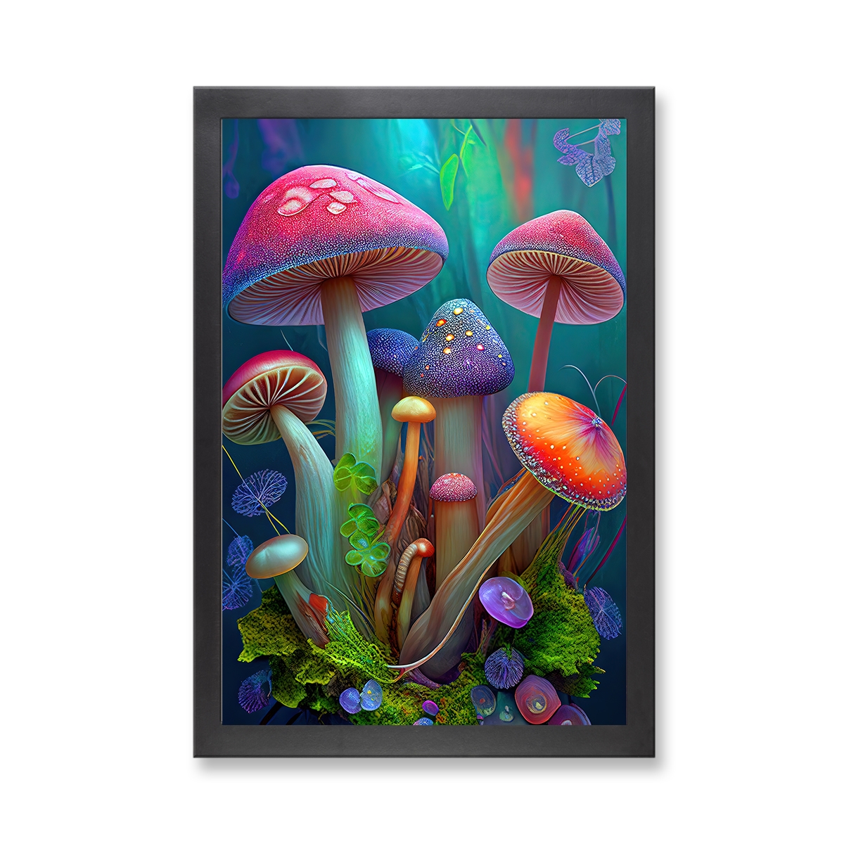 73189 - Framed Print 'Colorful Mushrooms'  (Size 24x34")