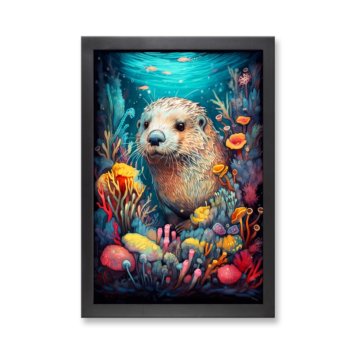 73685 - Framed Print 'Otter at Play'  (Size 24x34")