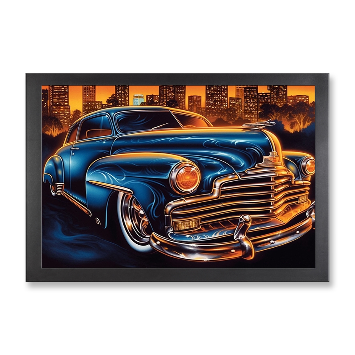 73534 - Framed Print 'Blue Lowrider Chevrolet Fleetline Fleetmaster - Chevy Bomb'  (Size 24x34")