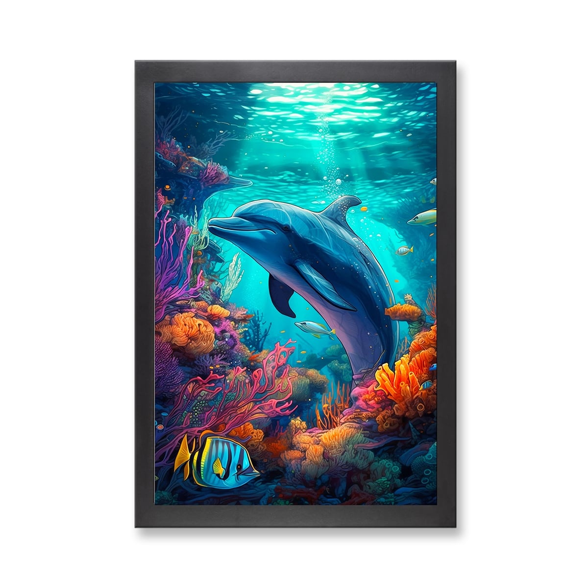 73676 - Framed Print 'Dolphin Cove'  (Size 24x34")