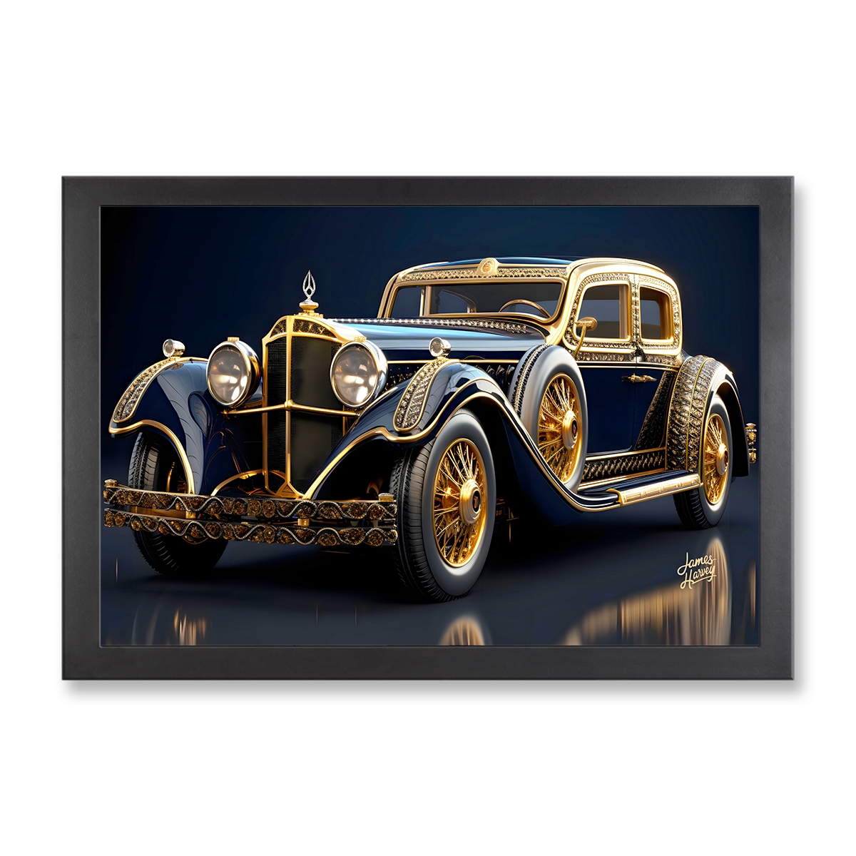 73752 - Framed Print 'Vintage Antique Car'  (Size 24x34")