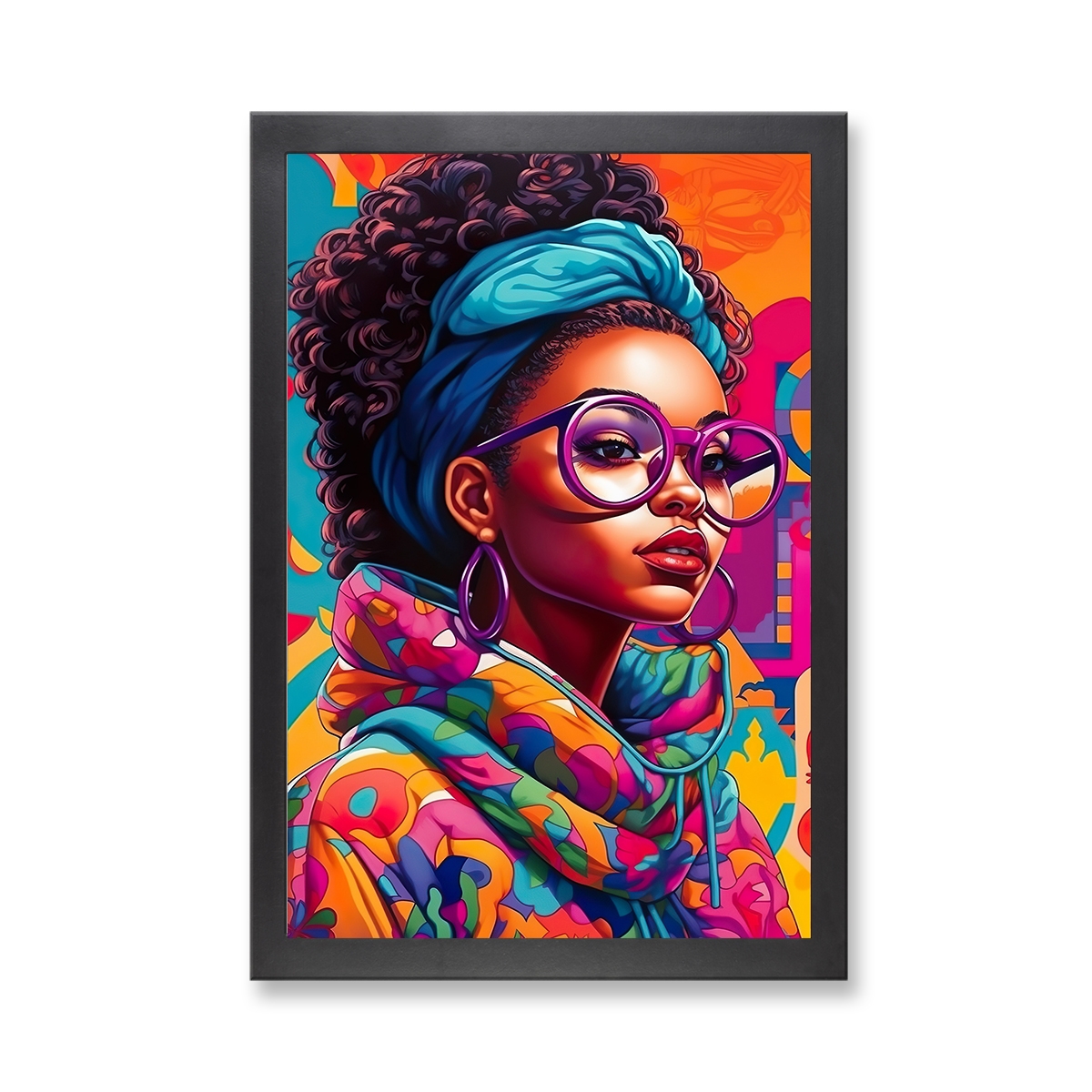 73025 - Framed Print 'Black Girl in Thought'  (Size 24x34")
