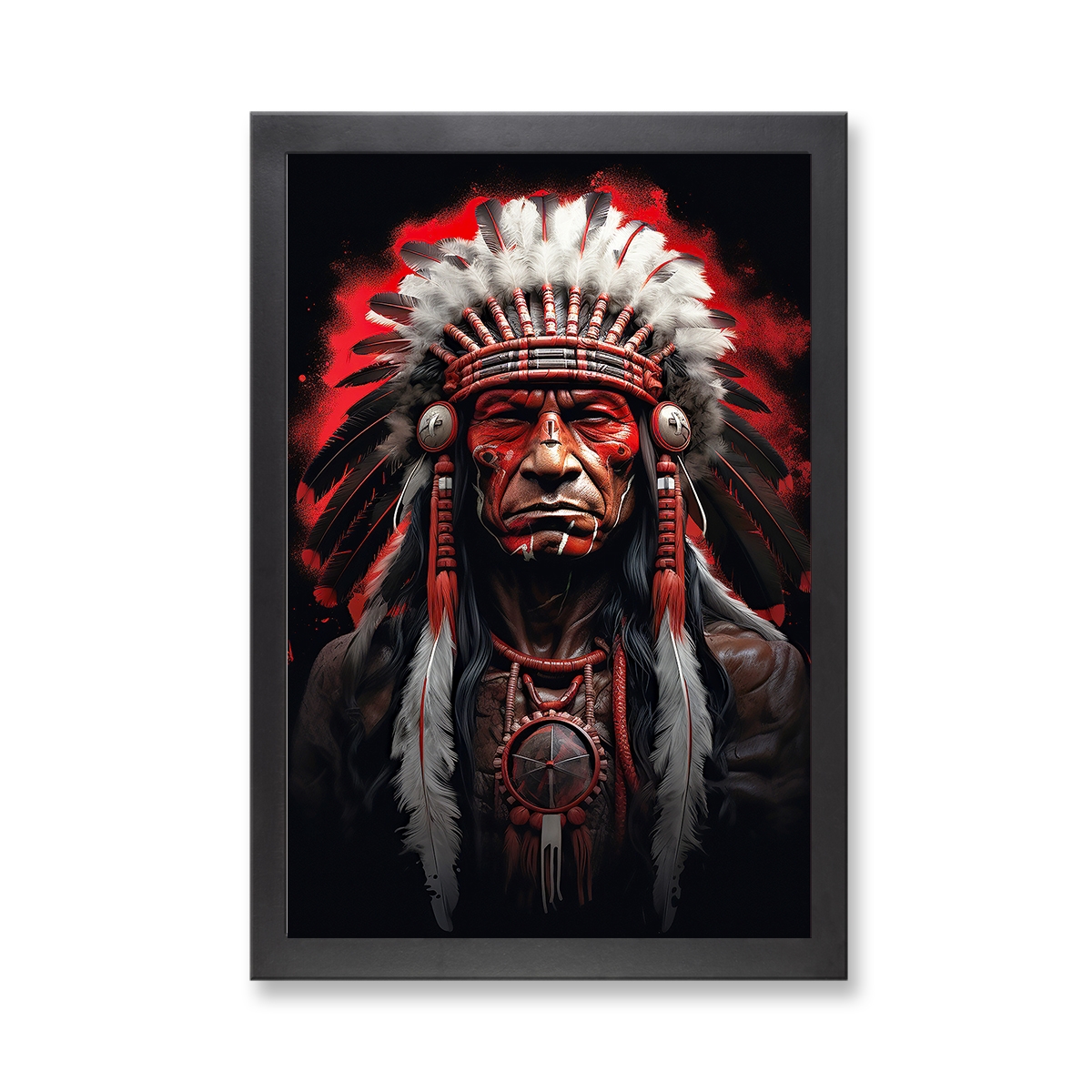 73199 - Framed Print 'Native American Chief'  (Size 24x34")