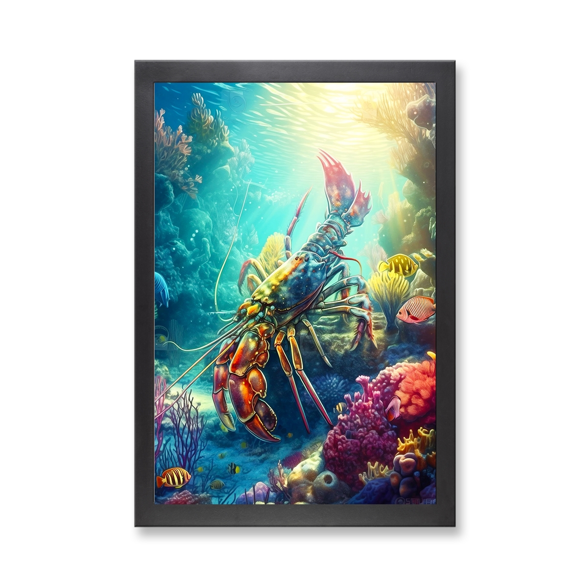 73686 - Framed Print 'Colorful Crayfish Crawling'  (Size 24x34")