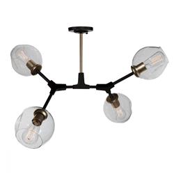 JA14024VB Organic 4 Light Vintage Brass Semi Flush Mount Ceiling Light