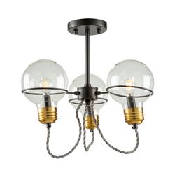 AC11723BK Martina 3-Light Semi-flush Mount Light, Black & Brushed Brass