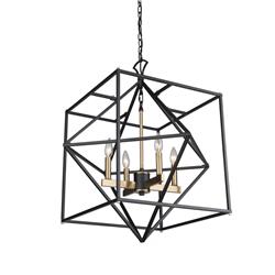 AC11204 Roxton 4-Light Chandelier, Matte Black & Harvest Brass -  Artcraft Lighting