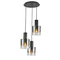 Picture of Artcraft Lighting AC11523SM Henley 3-Light Chandelier&#44; Satin Black & Smoke Glass