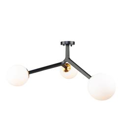AC10973VB Ravello 3-Light Semi-flush Mount Light, Black & Harvest Brass