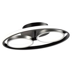 AC6672NB Gemini 18W LED Flush Mount Light, Black & Nickel