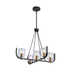 Picture of Artcraft Lighting AC11746BB Cheshire 5-Light Chandelier&#44; Black & Brass