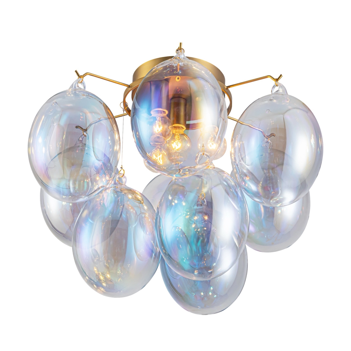 Picture of Artcraft of Montreal AC11993LU Globo 4-Light Semi-Flush Mount Light Fixture&#44; Iridescent & Brass