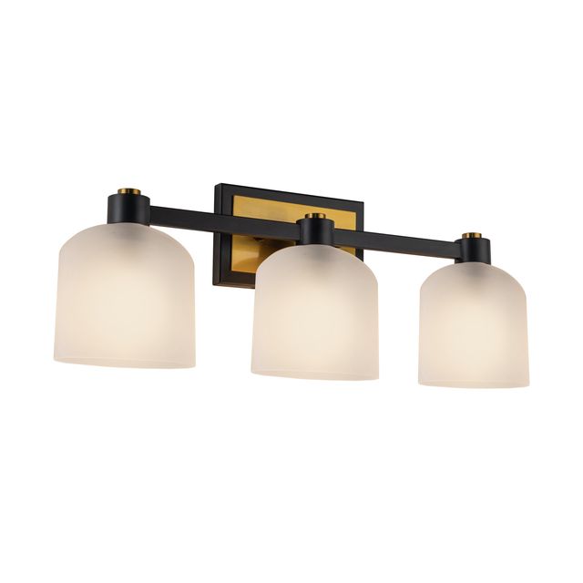 Lyndon Collection 3-Light Bathroom Vanity Sconce, Black & Brushed Brass