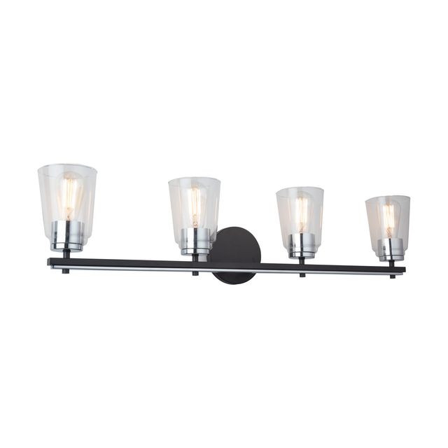 Picture of Artcraft of Montreal AC11934NB Essex Collection 4-Light Bathroom Vanity Fixture Sconce&#44; Black & Chrome