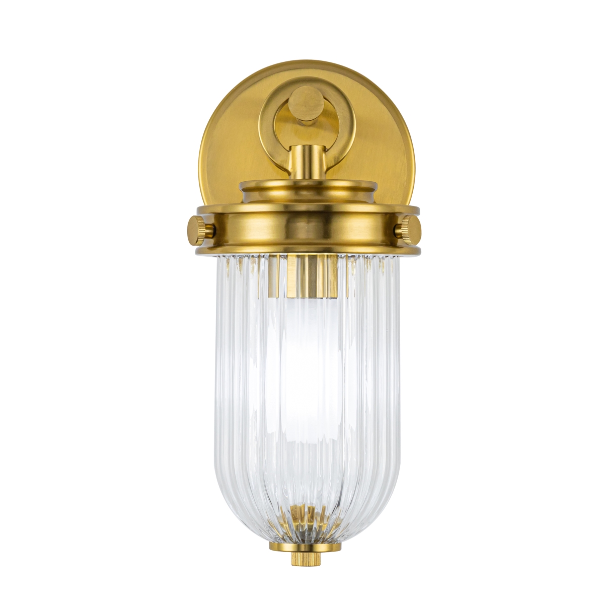 Picture of Artcraft Lighting AC12021BR 4.88 in. Myla 1 Light Wall Sconce with Ribbed Glass Glassware&#44; Vintage Brass