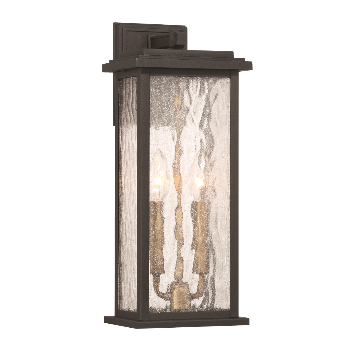 Picture of Artcraft Lighting AC9271BK 17 in. Estate 2 Light Outdoor Wall Sconce with Rain Glassware&#44; Black & Brass