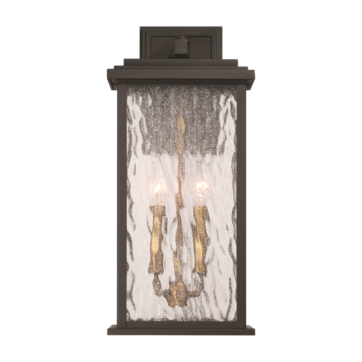 Picture of Artcraft Lighting AC9272BK 19 in. Estate 2 Light Outdoor Wall Sconce with Rain Glassware&#44; Black & Brass