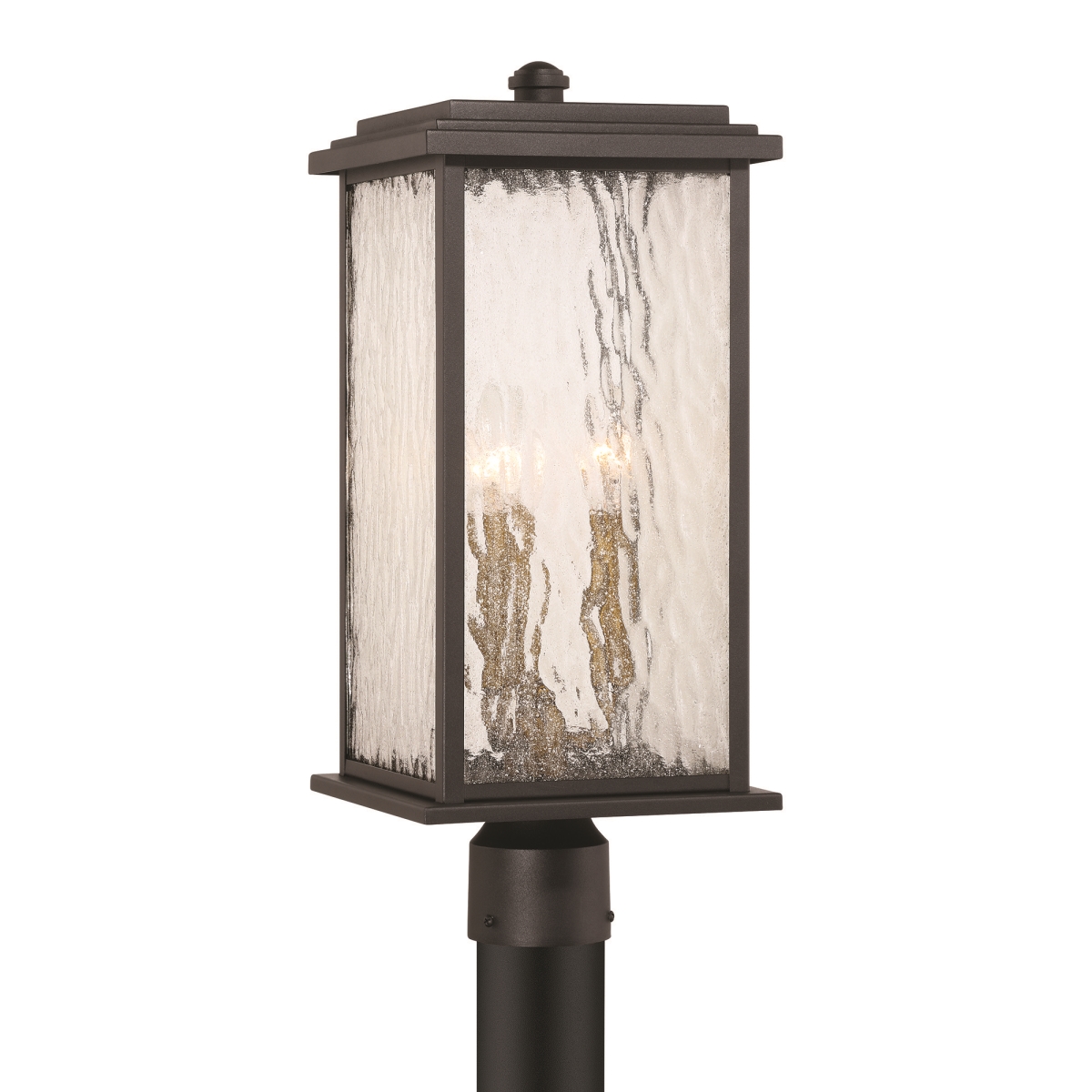Picture of Artcraft Lighting AC9273BK Estate 3 Light Outdoor Post Light with Rain Glassware&#44; Black & Brass