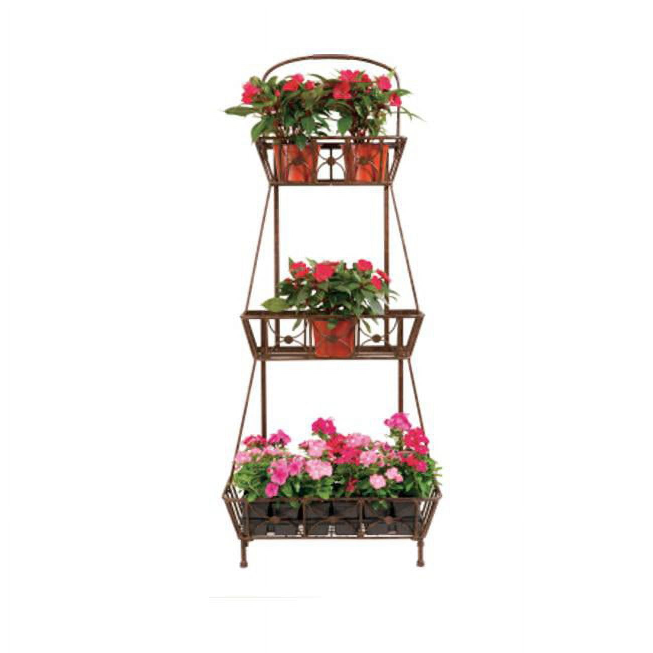 56 x 24 x 12 in. 3 Basket Plant Stand - Natural Brown - 56in. H x 24in. W x 12in. D