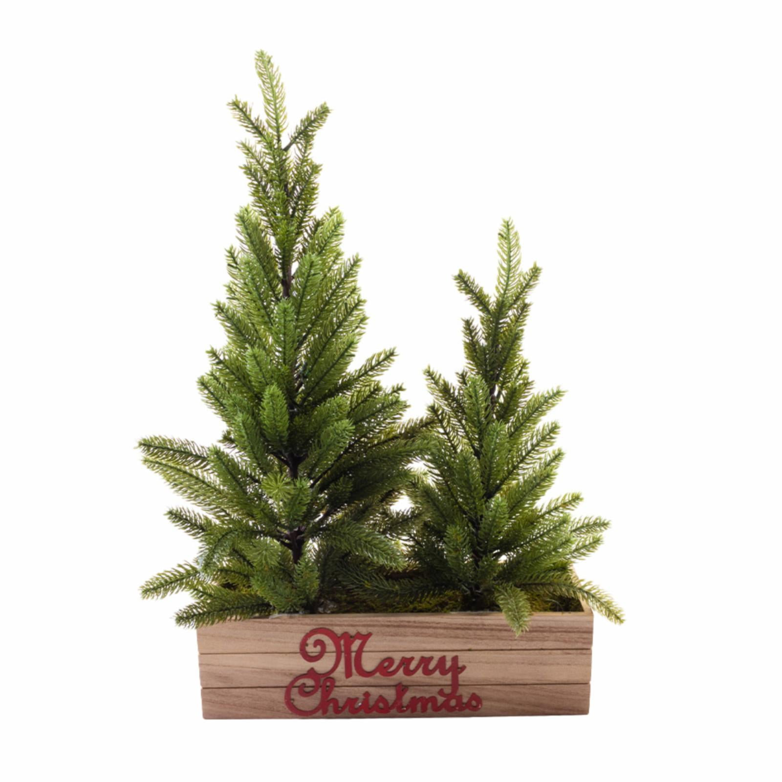 18-24 in. Merry Christmas 2- Pine Tree Wooden Box Decoration