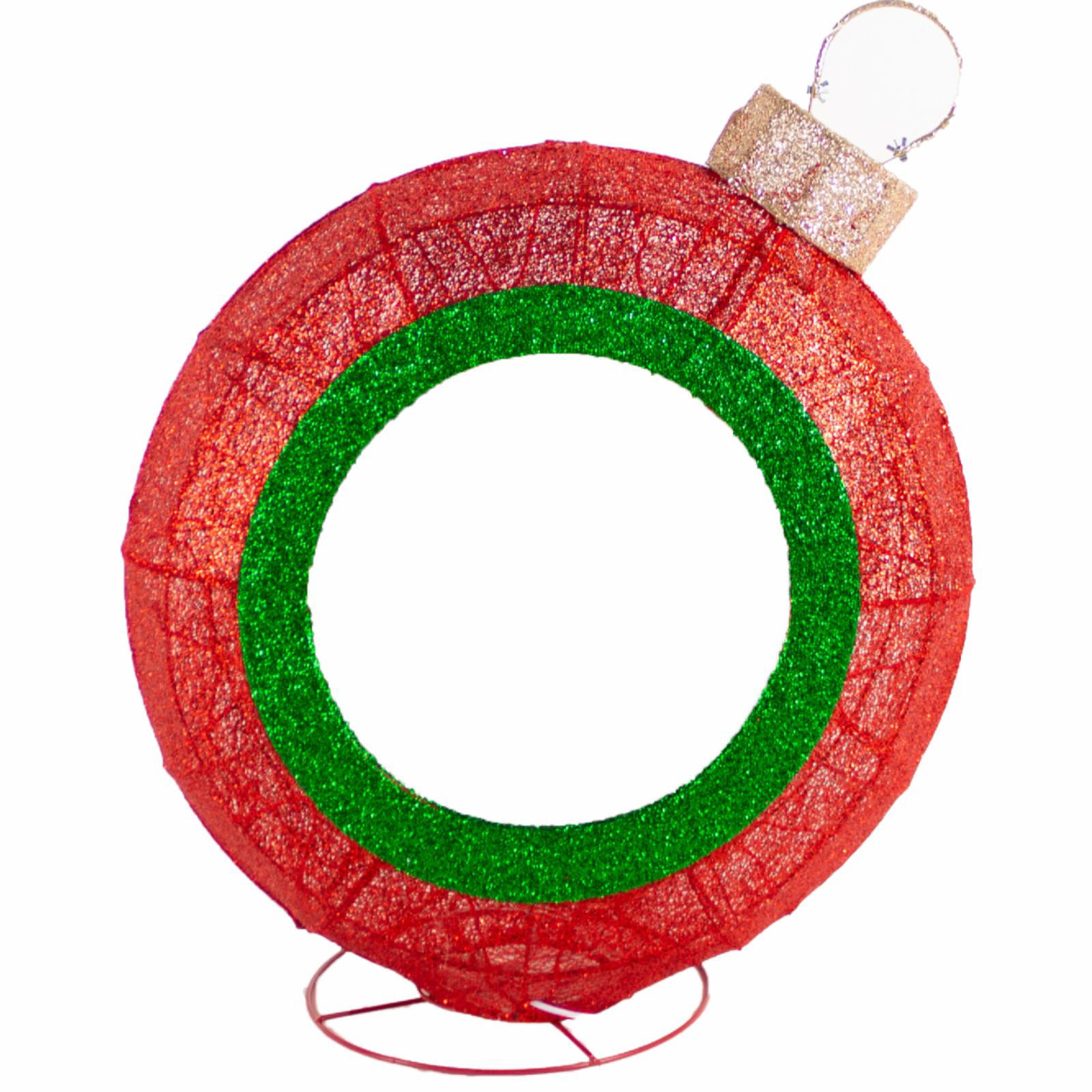 36 in. Red Ball Snowflake Tunnel Mirror Lights with Remote