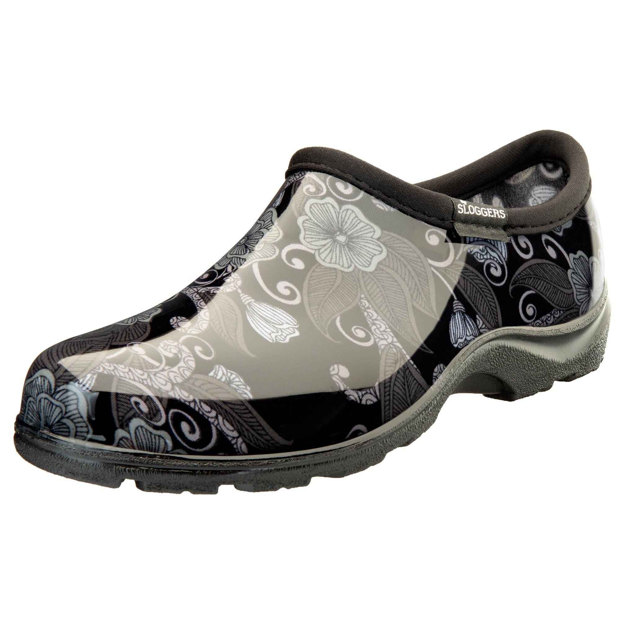 Modern Floral Garden Shoe, Black - Size 8