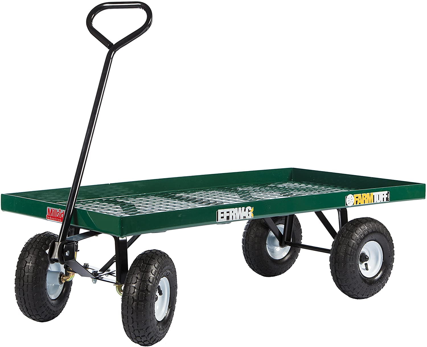Single Tier Metal Deck Wagon with Flat Free Tires, Green