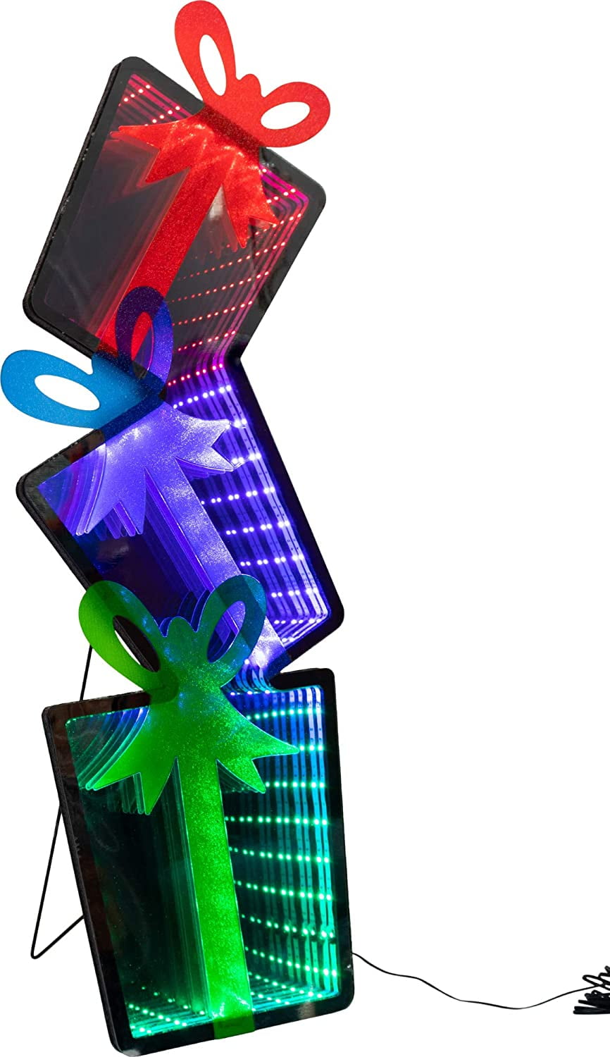 36 in. Infinity Light Gift Stack Yard Art - Multi Color