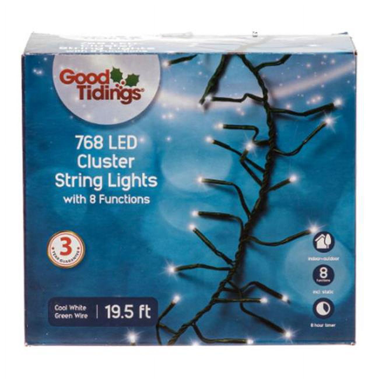 19.5 in. 768 Cool White LED Lights with Green Wire Color